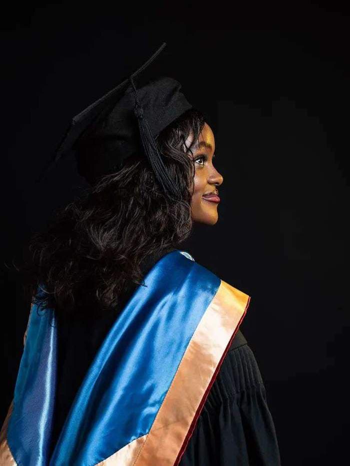 Graduation portrait, side profile
